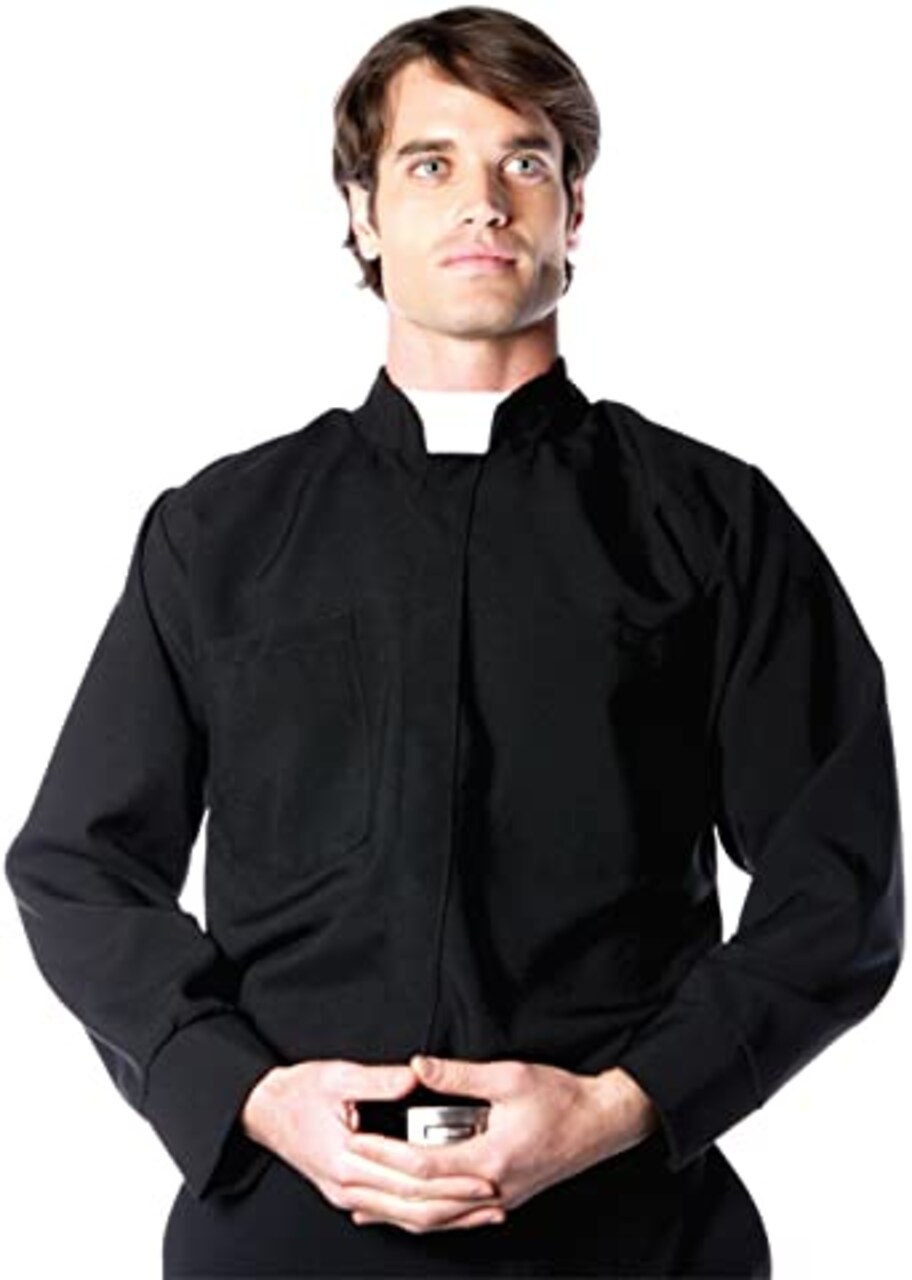 Underwraps Mens Priest Long Sleeve Shirt Halloween Costume - 2XL
